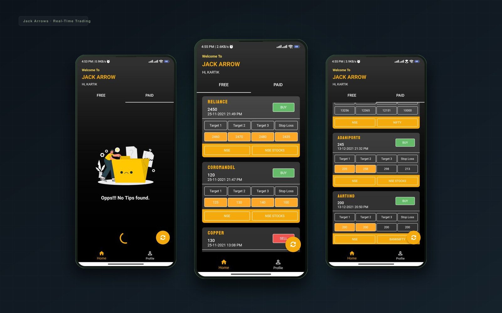 Jack Arrows Real-Time Trading Signals Application