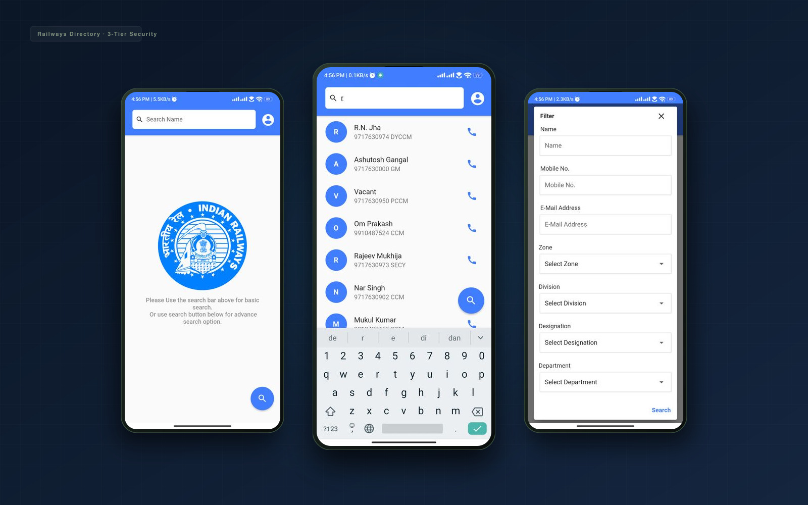 Indian Railway Telephony Directory Application